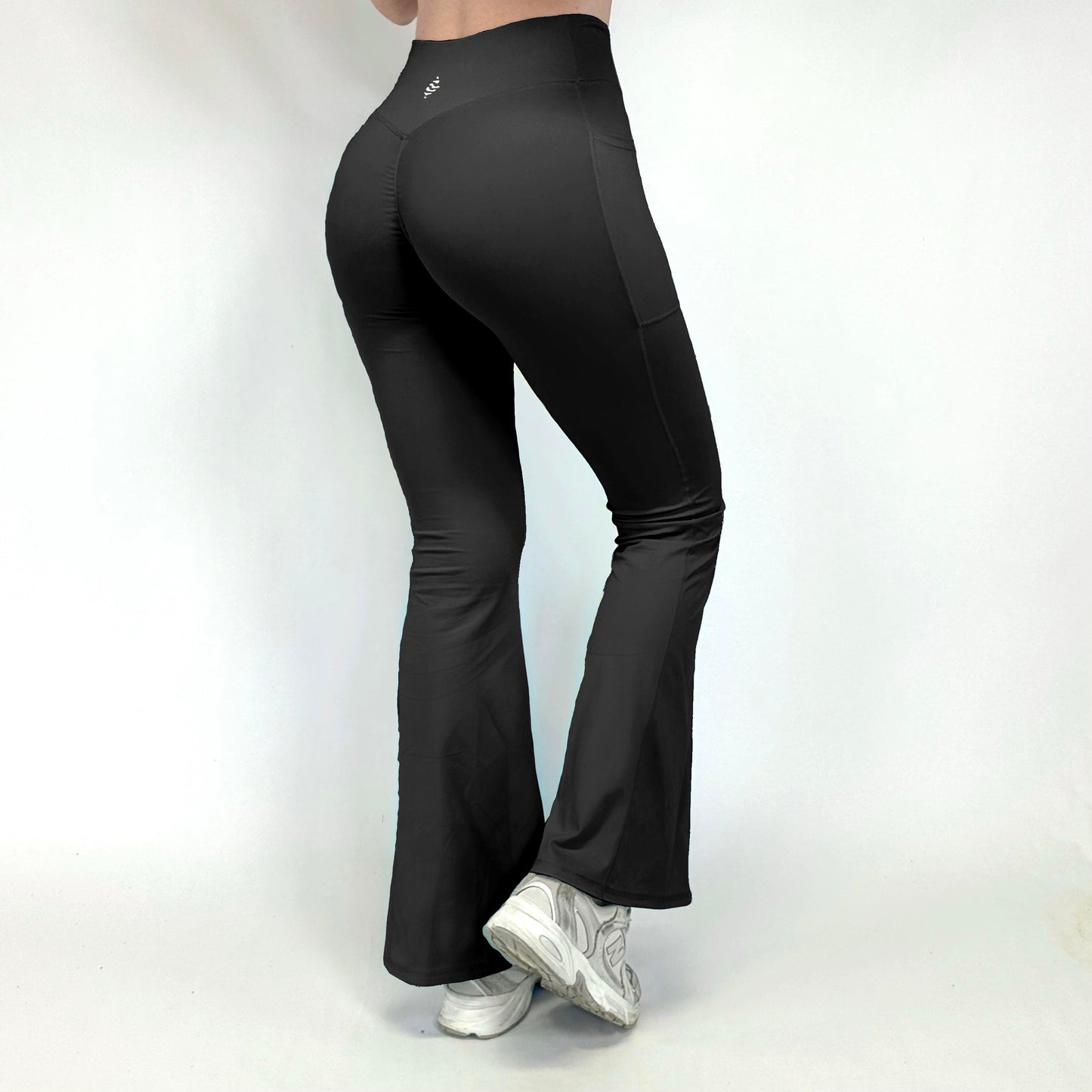 Navy Women’s Flared Gym Leggings with Pockets – High Waisted Criss Cross Yoga Pants, Bootcut Workout Tights Moisture Wicking Activewear