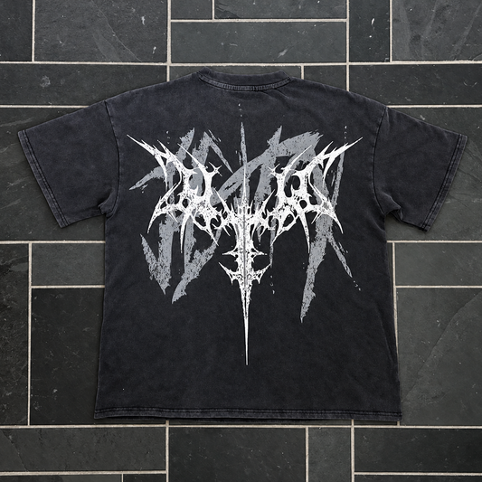 2 Tees - Wings + Fangs Oversized Acid-Wash Gym Heavyweight Streetwear Tee