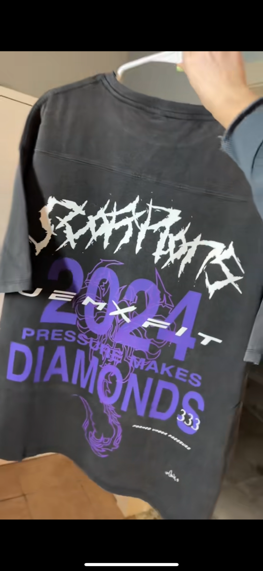 PURPLE SCORPION OVERSIZED ACID WASHED GRAPHIC TEE