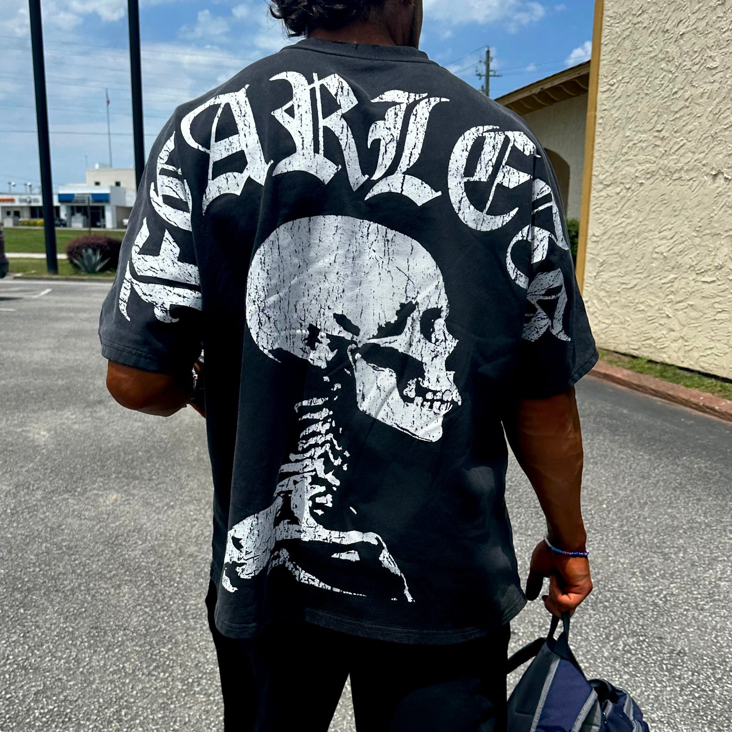 Men’s Fearless Mental Health Graphic Tee – Heavyweight 100% Cotton Thick T-Shirt, Vintage Skull Streetwear