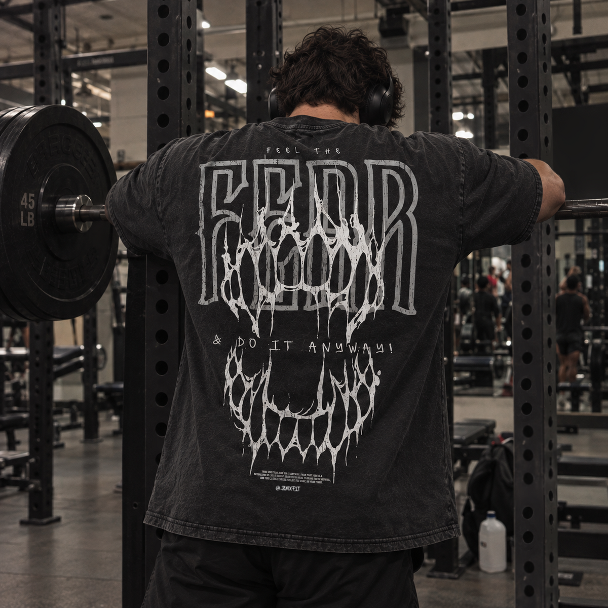 Fangs Oversized Acid-Wash Gym Heavyweight Streetwear Tee