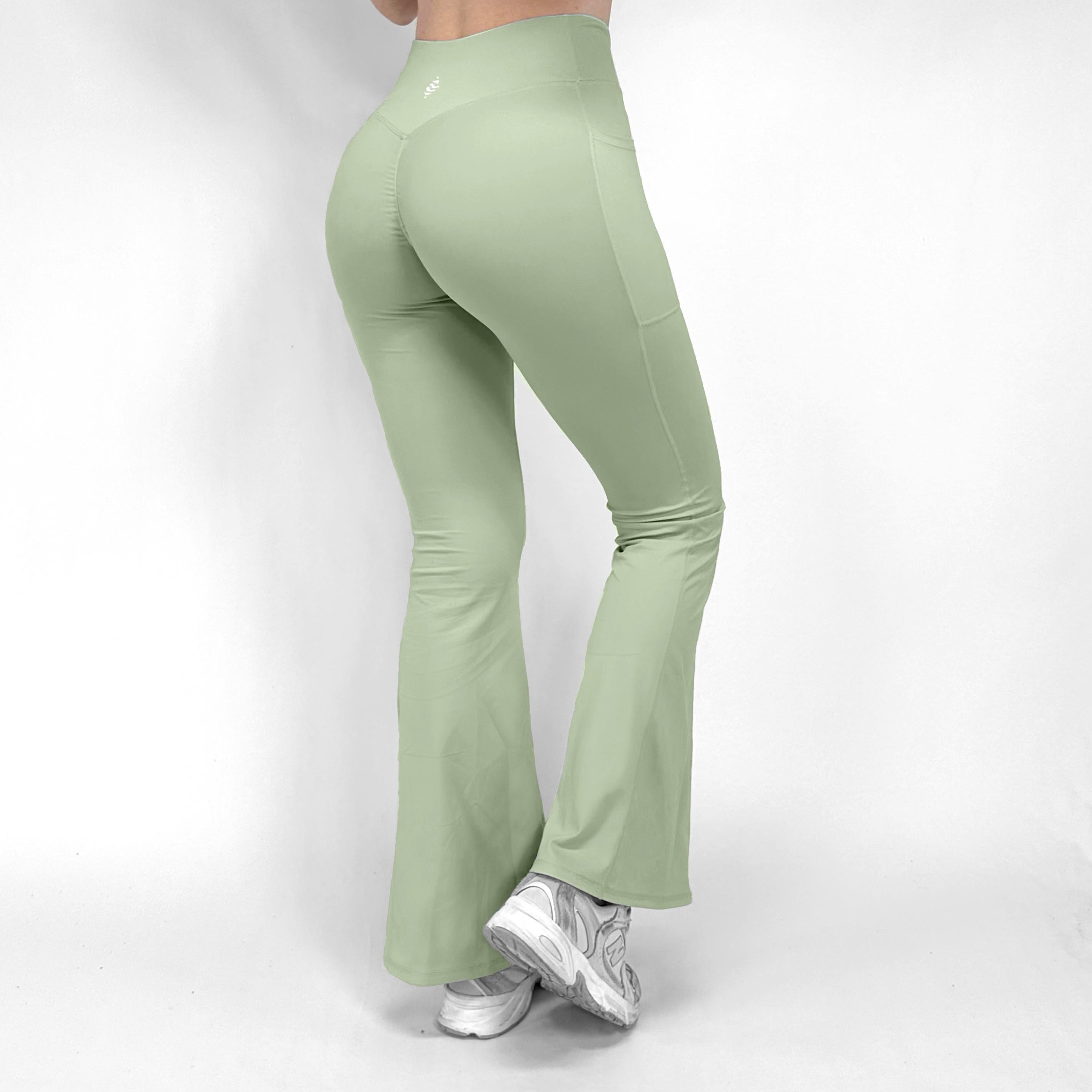 ORIGIN POCKETED HIGH WAISTED CROSSOVER BUTT SCULPT FLARED LEGGINGS