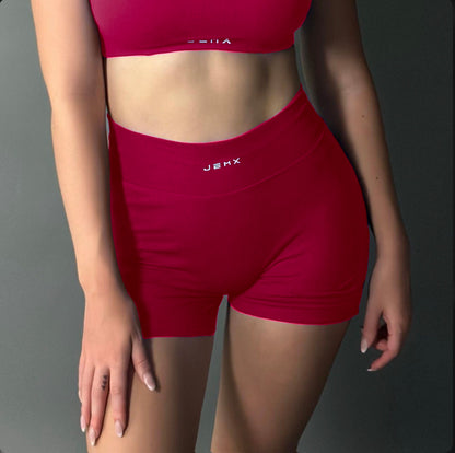 Women’s 2-piece Gym set Sports bra, Scrunch Gym shorts - BLUE, RED, GREEN, BLACK