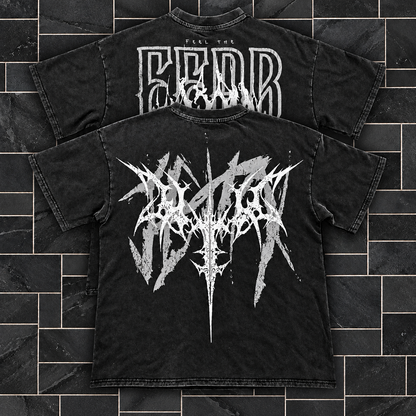 2 Tees - Wings + Fangs Oversized Acid-Wash Gym Heavyweight Streetwear Tee