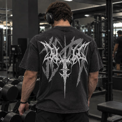 Wings Oversized Acid-Wash Gym Heavyweight Streetwear Tee