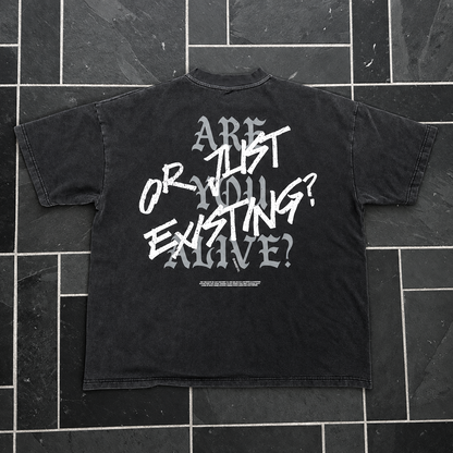 Oversized Acid-Wash Gym Heavyweight Streetwear Tee "Are you Alive?"