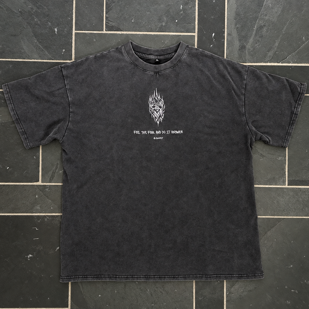 Fangs Oversized Acid-Wash Gym Heavyweight Streetwear Tee