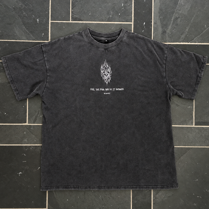 Fangs Oversized Acid-Wash Gym Heavyweight Streetwear Tee