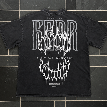Fangs Oversized Acid-Wash Gym Heavyweight Streetwear Tee