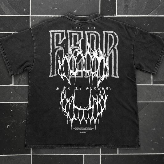 Fangs Oversized Acid-Wash Gym Heavyweight Streetwear Tee