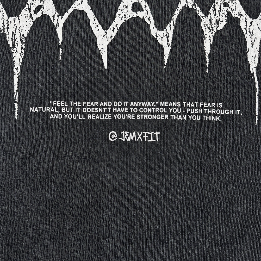 Fangs Oversized Acid-Wash Gym Heavyweight Streetwear Tee