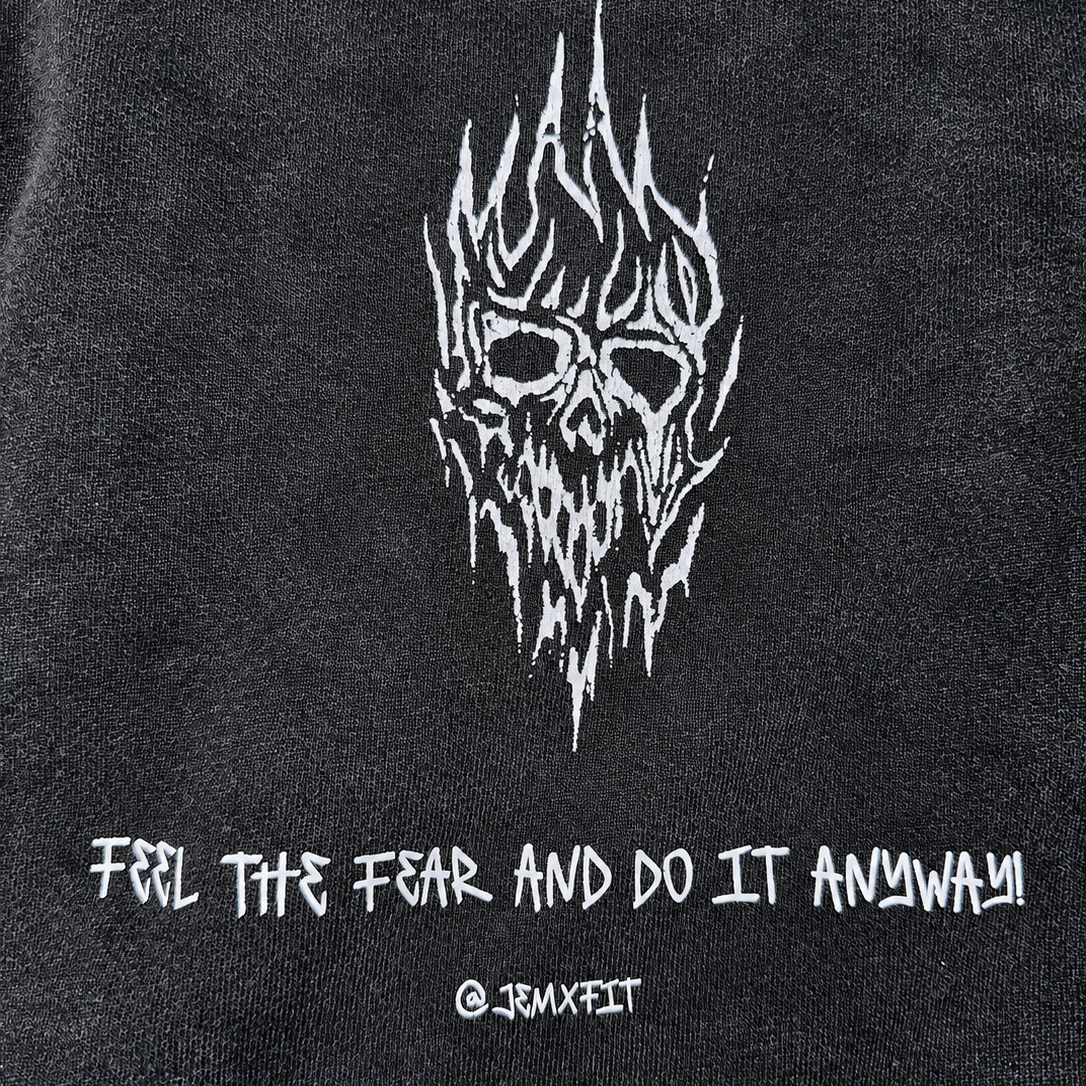 Fangs Oversized Acid-Wash Gym Heavyweight Streetwear Tee