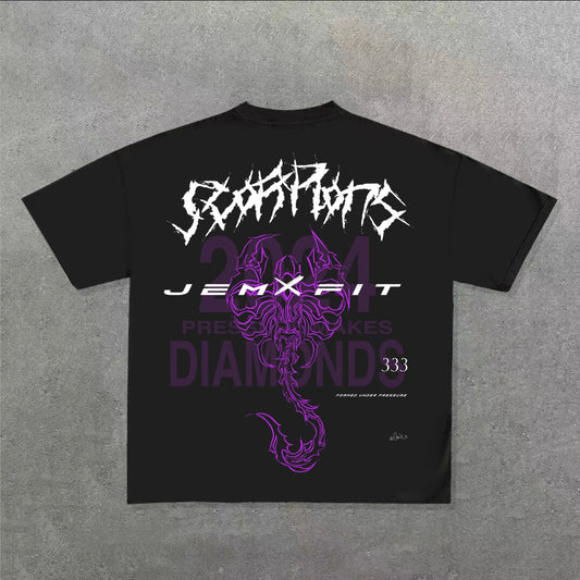 PURPLE SCORPION OVERSIZED ACID WASHED GRAPHIC TEE