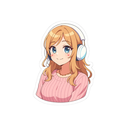 JEMX Anime Girl Stickers - Headphones Girl Kiss-Cut Vinyl Sticker