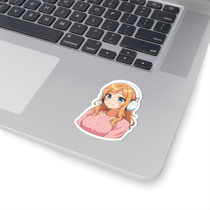 JEMX Anime Girl Stickers - Headphones Girl Kiss-Cut Vinyl Sticker
