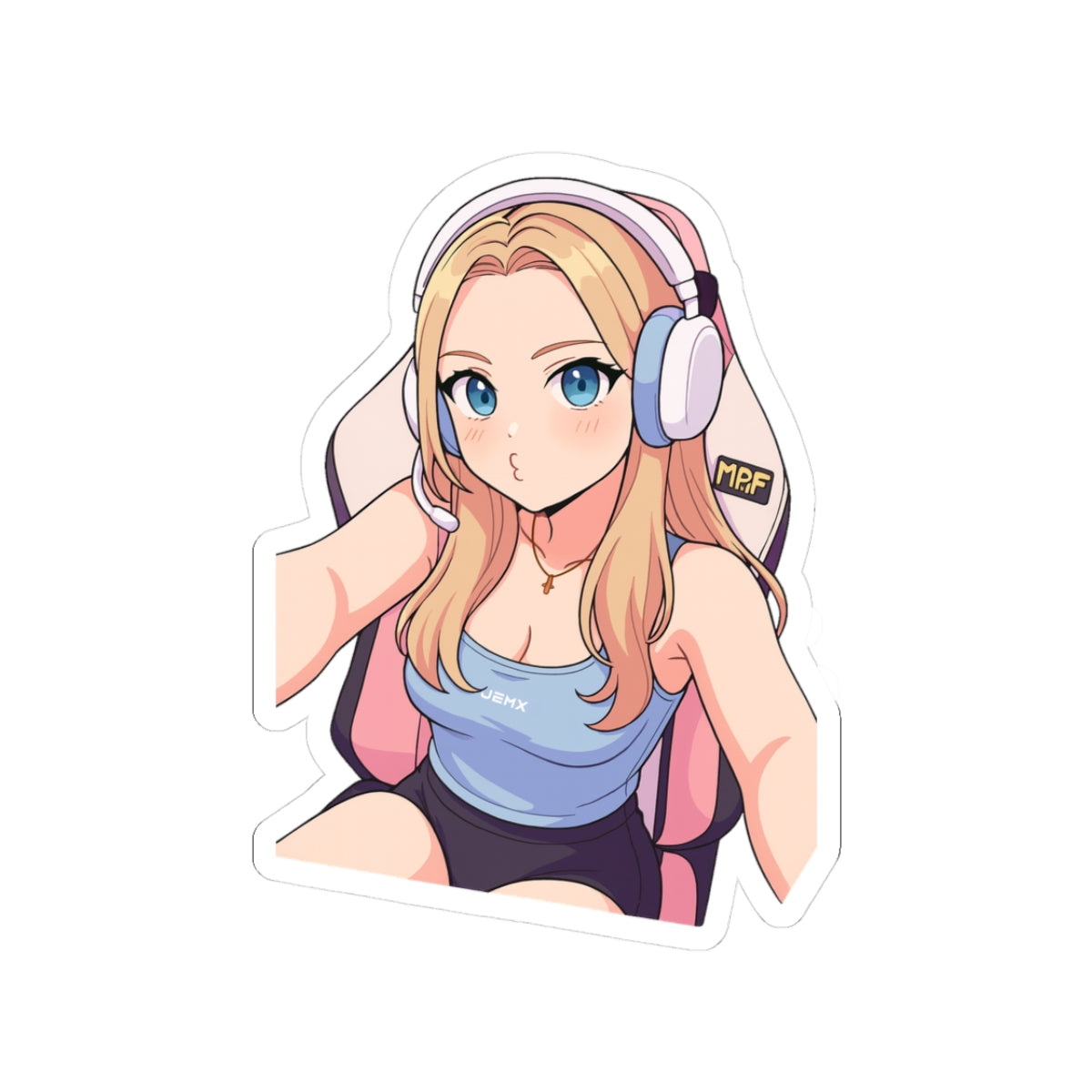 JEMX Streamer Girl Anime Sticker - Kiss-Cut Laptop & Gaming Decal