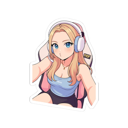JEMX Streamer Girl Anime Sticker - Kiss-Cut Laptop & Gaming Decal